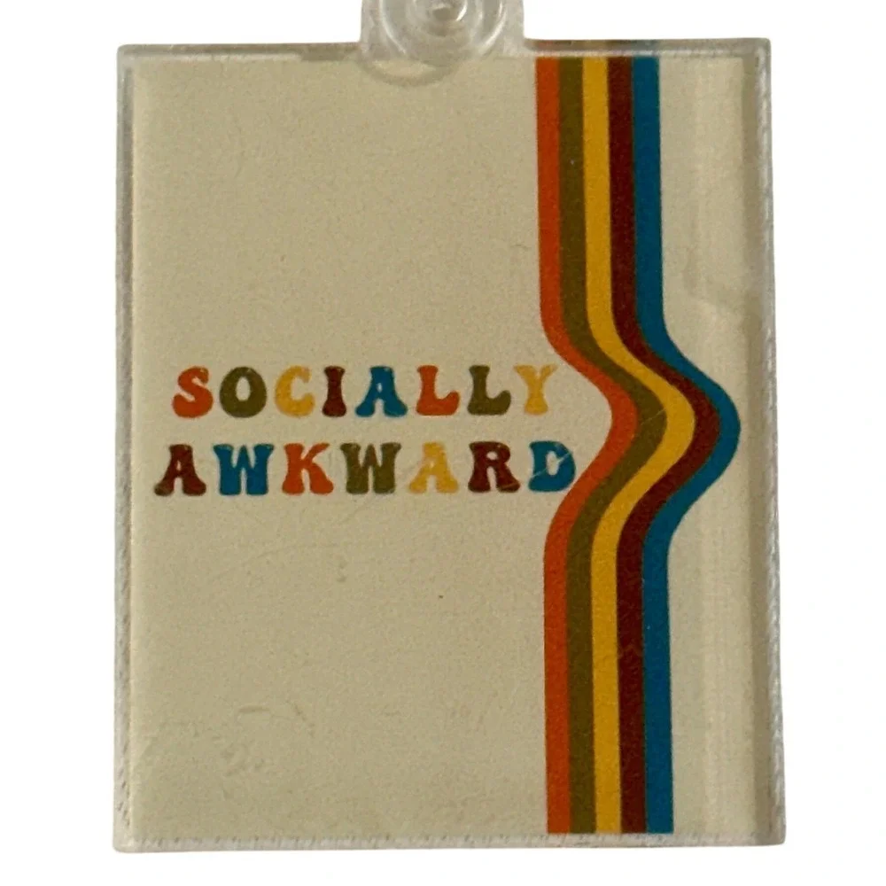 Socially Awkward Retro Keychain Handcrafted 70s Wavy Stripe Acrylic‎ Key Ring